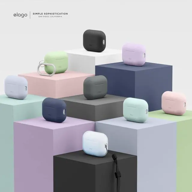 Alt view image 7 of 7 - Silicone Case for AirPods Pro 2 | Silicone Case with Keychain, Front LED Visible, Supports Wireless Charging (2022) (Pastel Green)