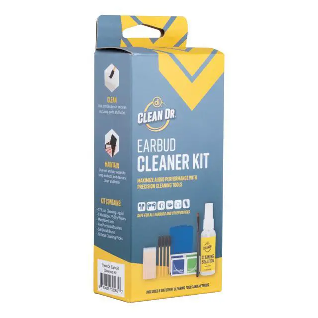 Alt view image 6 of 7 - CleanDr Earbud Cleaning Kit | 32-piece kit removes earwax and debris, brushes wipes picks solution, safe cleaning for AirPods earbuds charging cases