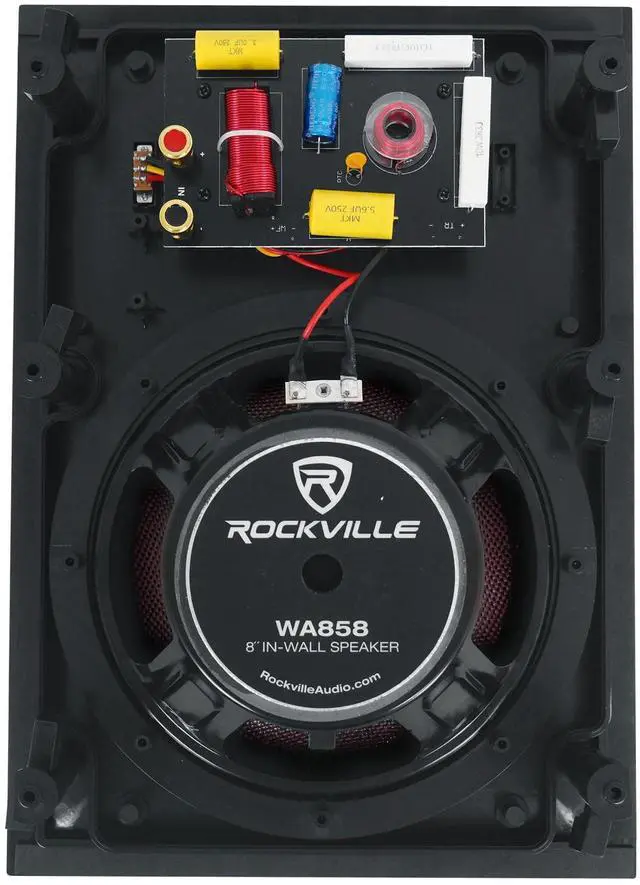 Alt view image 5 of 7 - WA858 White 8" in-Wall Home Speakers Pair with Kevlar Woofer | 1 Inch Silk Dome Tweeter, 320W Peak, 80W RMS, Paintable Magnetic Grill, 8 Ohm, 2-Way Crossover, Flush Mount