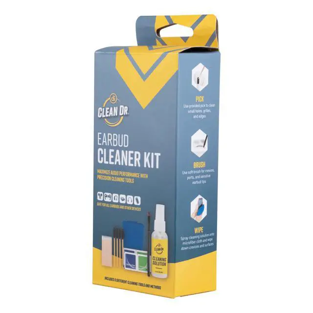 Alt view image 5 of 7 - CleanDr Earbud Cleaning Kit | 32-piece kit removes earwax and debris, brushes wipes picks solution, safe cleaning for AirPods earbuds charging cases