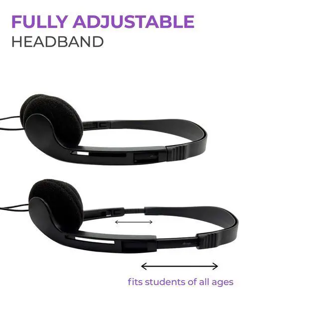 Alt view image 4 of 6 - SN09 Bulk Headphones 25 Pack Disposable Stereo Classroom Headphones, Black Affordable for Schools, Testing, Libraries