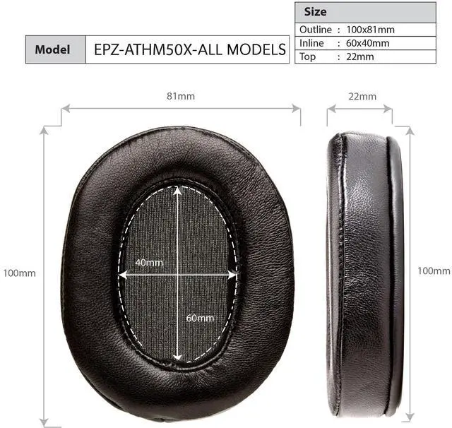 Alt view image 5 of 7 - Earpads for Audio Technica ATH-M50X Headphones (Velour)