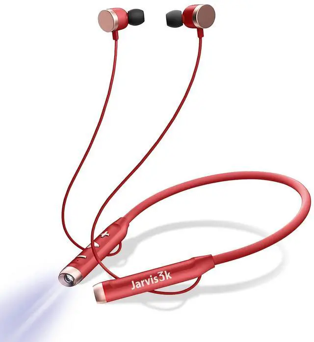 Main image of Flashlight Wireless Headphone Neckband Reading Light with Bluetooth Earbuds (Red)