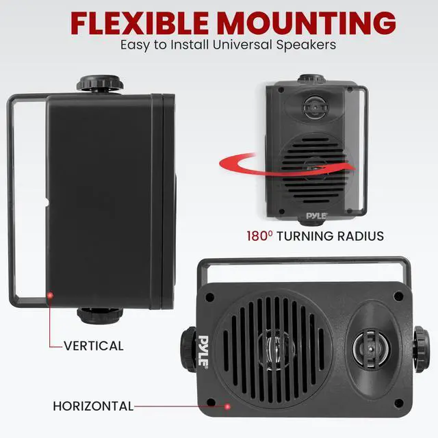 Alt view image 5 of 7 - Indoor Outdoor Speakers Pair - 200 Watt Dual Waterproof 3.5 2-Way Full Range Speaker System w/ 1/2 High Compliance Polymer Tweeter - in-Home, Boat, Marine, Deck, Patio, Poolside (Black)