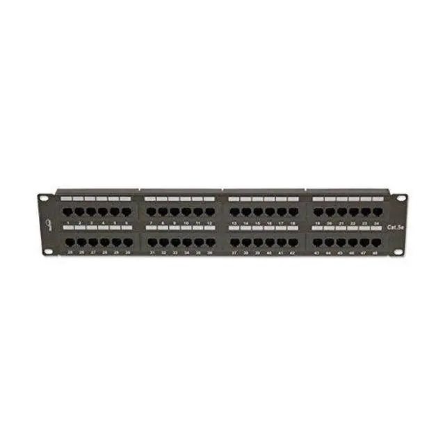 Alt view image 2 of 3 - 48-Port Cat5E UTP Unshielded Patch Panel for 19-Inch Wallmount Or Rackmount Ethernet Network 2U Black