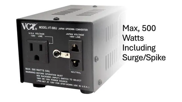 Alt view image 6 of 6 - VT-500J - Japanese Step Up/Down Voltage Transformer Converts Japan 100 Volts To 110V OR Vice Versa - 500 Watt
