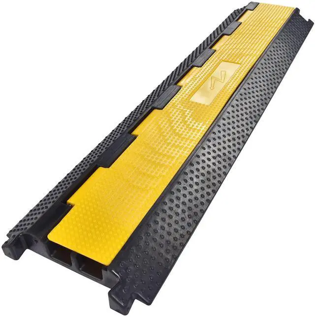 Main image of Cable Ramp Protector 2 Channel Garden Hose Protecitive 22000 Lbs | Load Capacity Heavy Duty Speed Bump for Road Driveway Walkway