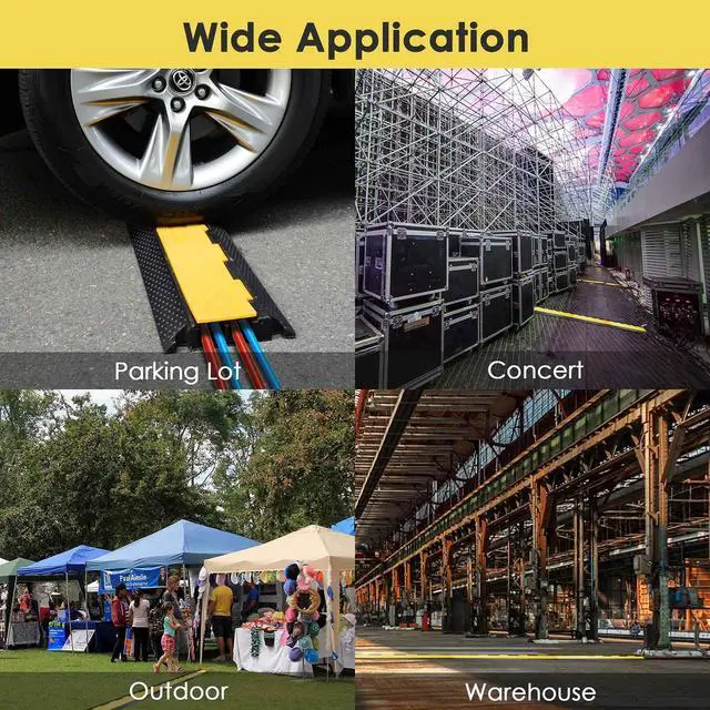 Alt view image 2 of 7 - Cable Ramp Protector 2 Channel Garden Hose Protecitive 22000 Lbs | Load Capacity Heavy Duty Speed Bump for Road Driveway Walkway