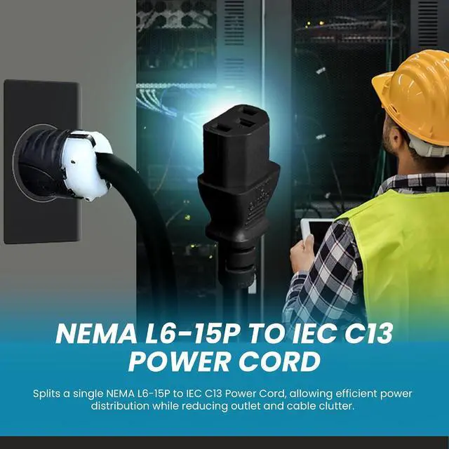 Alt view image 5 of 7 - IronBox Electric NEMA L6-15P to IEC C13 Power Cord - 15A, 250V, 14/3 SJT - UL Listed Power Supply Extension Cable - Heavy Duty Plug and Connector for Computer, Data Centers, PDU and More (10ft, Build)