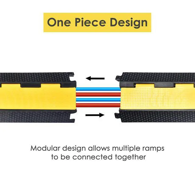Alt view image 3 of 7 - Cable Ramp Protector 2 Channel Garden Hose Protecitive 22000 Lbs | Load Capacity Heavy Duty Speed Bump for Road Driveway Walkway