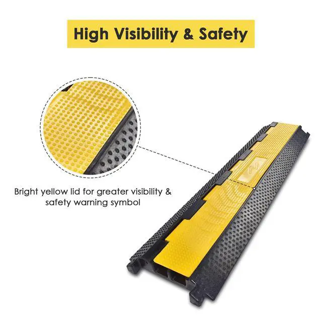 Alt view image 5 of 7 - Cable Ramp Protector 2 Channel Garden Hose Protecitive 22000 Lbs | Load Capacity Heavy Duty Speed Bump for Road Driveway Walkway