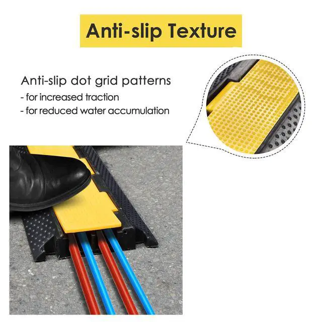 Alt view image 6 of 7 - Cable Ramp Protector 2 Channel Garden Hose Protecitive 22000 Lbs | Load Capacity Heavy Duty Speed Bump for Road Driveway Walkway