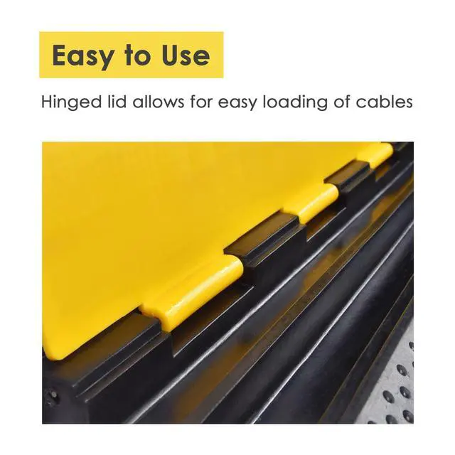 Alt view image 7 of 7 - Cable Ramp Protector 2 Channel Garden Hose Protecitive 22000 Lbs | Load Capacity Heavy Duty Speed Bump for Road Driveway Walkway