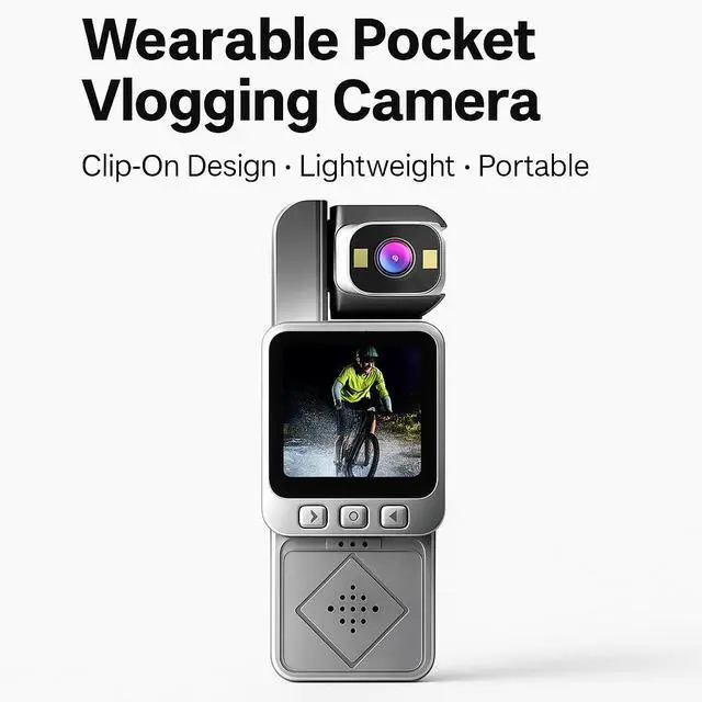 Alt view image 2 of 7 - Mini Clip-On Body Camera 1080P with 360° Rotating Lens, Wearable Recording Camera with WiFi, LCD Screen & 64GB Card