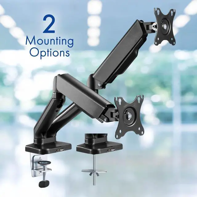 Alt view image 3 of 7 - Dual Spring LCD Monitor Arms with USB and Multimedia Ports for: Dell 27-inch USB-C Monitor S2723HC - Full HD (1920 x 1080 Display, 75Hz Refresh Rate, 4MS