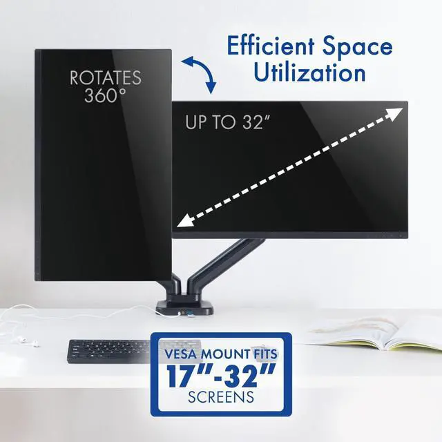 Alt view image 5 of 7 - Dual Spring LCD Monitor Arms with USB and Multimedia Ports for: Dell 27-inch USB-C Monitor S2723HC - Full HD (1920 x 1080 Display, 75Hz Refresh Rate, 4MS