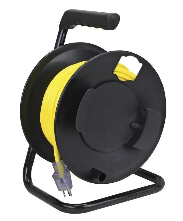 Alt view image 3 of 4 - Prime CR003000 Portable Cord Reel with Metal Stand, Black, Holds 100-Ft of Cord