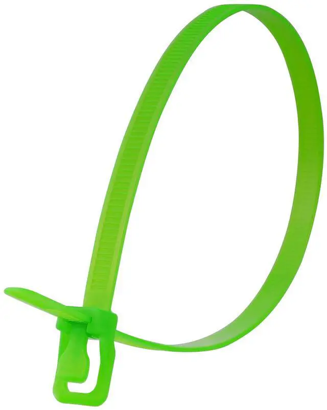 Main image of 32-Inch Fluorescent Green Reusable Releasable Cable Ties 10 Pack, 175 lb Strength, Patented Quick-Release, Ultra-Durable for Heavy-Duty Commercial and Industrial Applications