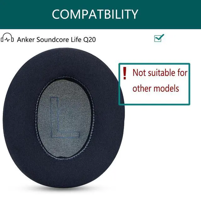Alt view image 4 of 5 - Replacement Ear Cushions, Compatible with Anker Soundcore Life Q20 Headphones, Made of new ice-Sensing Gel Memory Foam, 's Headphone Replacement Ear Cushion Accessories 1 Pair (Black)