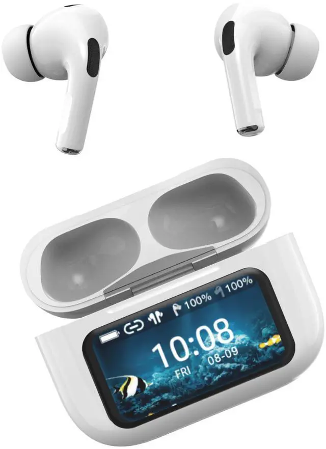 Main image of IQ Sound IQ-341 ANC & ENC Bluetooth Earphone with Touchscreen Display Charging Case, True Wireless Earbuds, Stereo Sound, Dual Mic, Voice Assistant, In-Ear Detection, USB-C Charging (White)