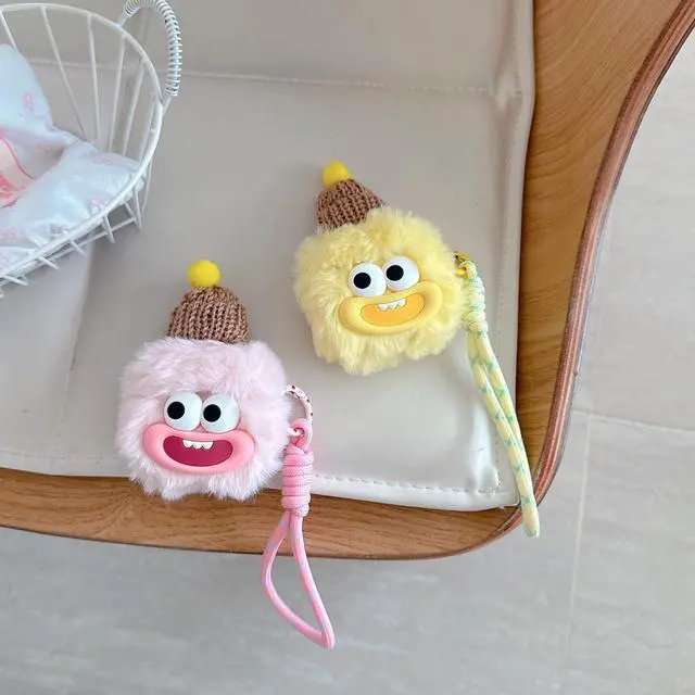 Alt view image 2 of 7 - Cute Ulgy Doll Case for AirPods 3,Funny Design Cover with Keychain,3D Cartoon Fur Plush Kawaii Weired Protective Furry Case with Strap for Girls Women Teens for AirPods 3rd Generation-Pink