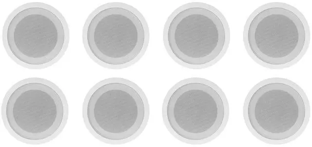 Main image of CCL5T White 70V 5" Commercial Ceiling Speakers for Office, 8-Pack | Restaurant/School/Retail, Paintable Flush Mount Grills, Double Paper Cone, Spring Loaded Terminals, 86dB Sensitivity