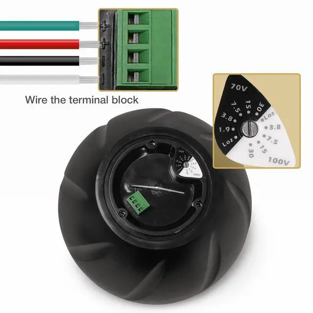 Alt view image 2 of 6 - 5.25" Outdoor Weatherproof Pendant Speaker (LYRA-5B) | IP55 Enclosure, Ceiling Suspension, 5.25" Woofer, 70V/100V/8 for Home & Commercial Installations, Black