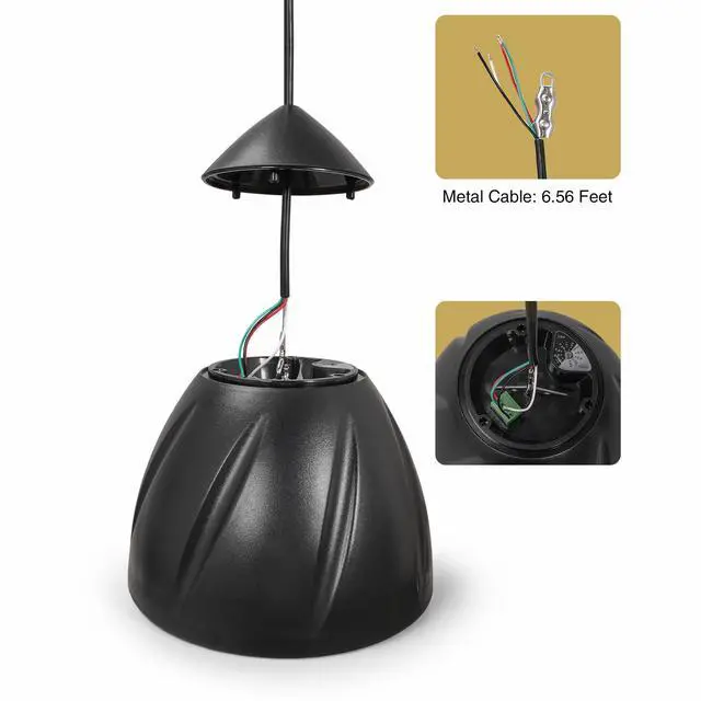 Alt view image 4 of 6 - 5.25" Outdoor Weatherproof Pendant Speaker (LYRA-5B) | IP55 Enclosure, Ceiling Suspension, 5.25" Woofer, 70V/100V/8 for Home & Commercial Installations, Black