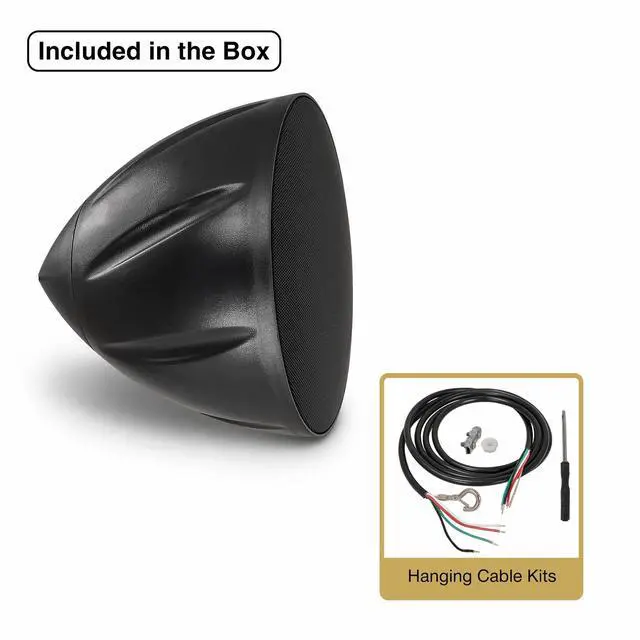 Alt view image 5 of 6 - 5.25" Outdoor Weatherproof Pendant Speaker (LYRA-5B) | IP55 Enclosure, Ceiling Suspension, 5.25" Woofer, 70V/100V/8 for Home & Commercial Installations, Black