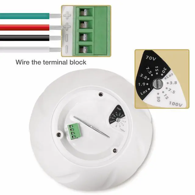 Alt view image 2 of 6 - 5.25" Outdoor Weatherproof Pendant Speaker (LYRA-5W) | IP55 Enclosure, Ceiling Suspension, 5.25" Woofer, 70V/100V/8, for Home & Commercial Installations, White