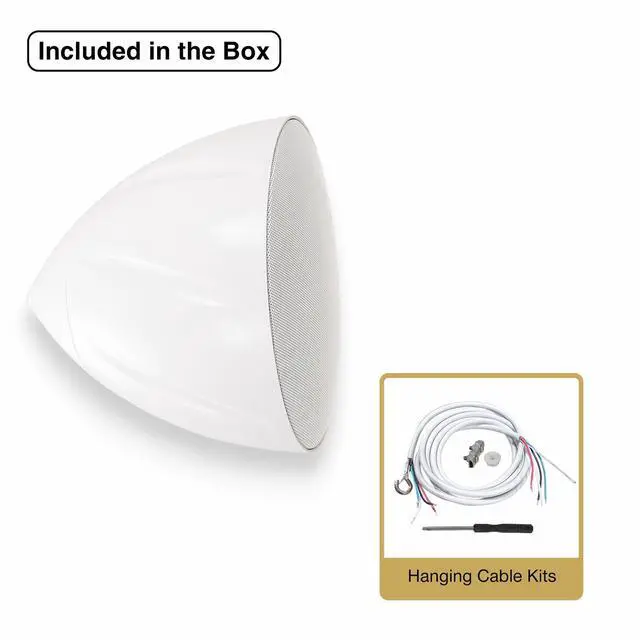 Alt view image 5 of 6 - 5.25" Outdoor Weatherproof Pendant Speaker (LYRA-5W) | IP55 Enclosure, Ceiling Suspension, 5.25" Woofer, 70V/100V/8, for Home & Commercial Installations, White