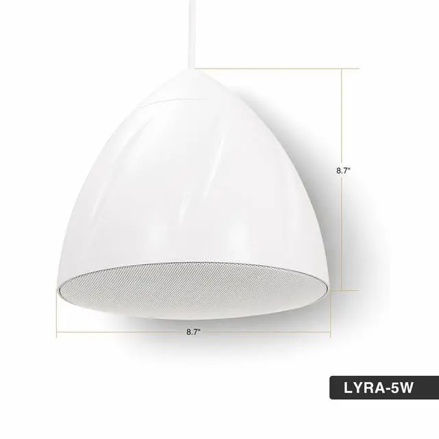 Alt view image 6 of 6 - 5.25" Outdoor Weatherproof Pendant Speaker (LYRA-5W) | IP55 Enclosure, Ceiling Suspension, 5.25" Woofer, 70V/100V/8, for Home & Commercial Installations, White