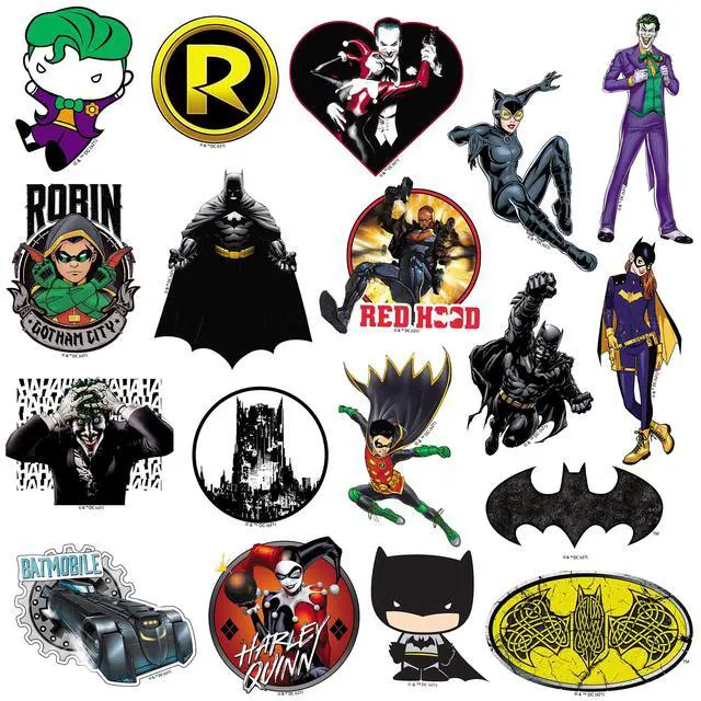 Alt view image 3 of 6 - Batman 200ct Vinyl L Deluxe Stickers Variety, Skateboard, Indoor/Outdoor