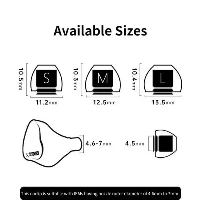 Alt view image 5 of 5 - SOFTEARS UT Titanium Alloy Liquid Silicone Eartips (A Pair-L)