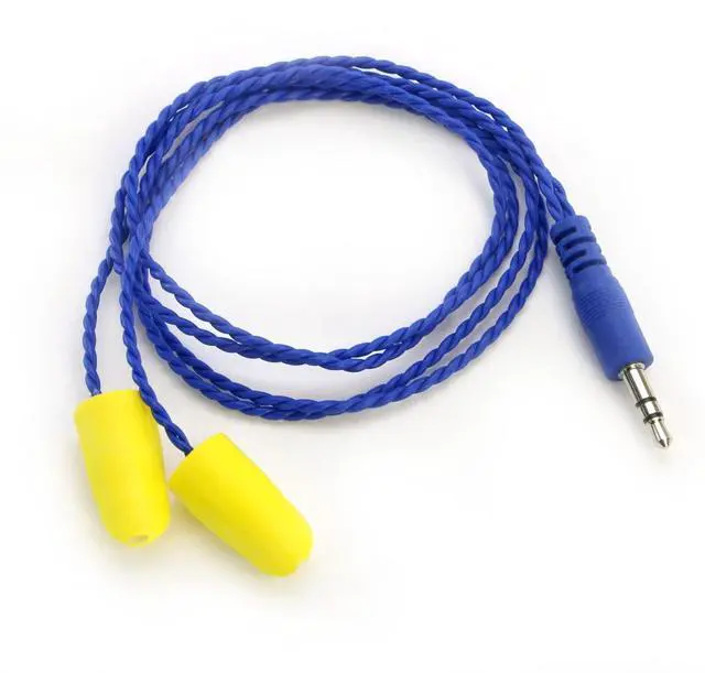 Main image of AlphaBud Foam Stereo Earbud Speakers with 1/8" Molded Plug | Clear Stereo Racing Audio with Miniature Transducers, 20-Inch Blue Cable, and 1/8" Molded Plug
