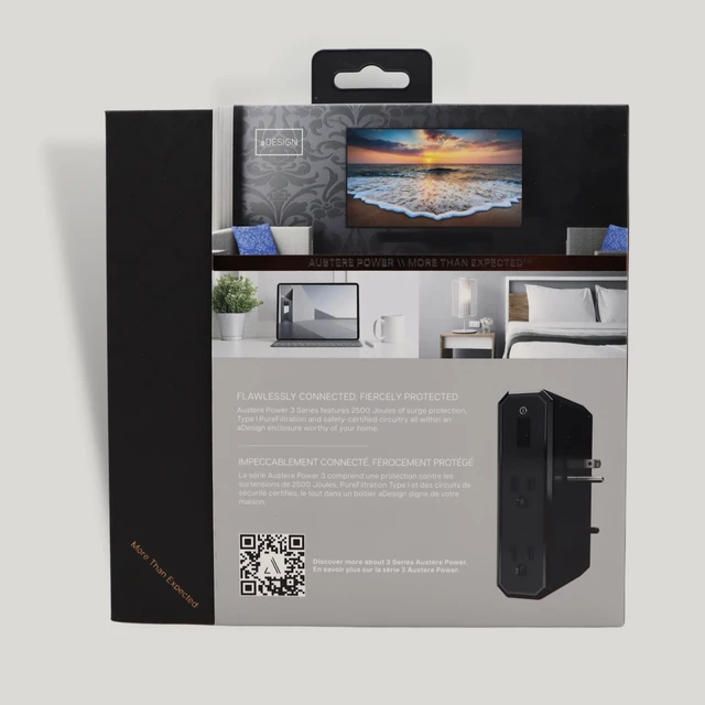 Alt view image 7 of 7 - III Series Wall Power 4 Outlet Surge Protector, 2500 Joules EMI/RFI Filtering, Flameless MOV, Overcurrent Protection, SmartFit Outlets, 4 Year Component