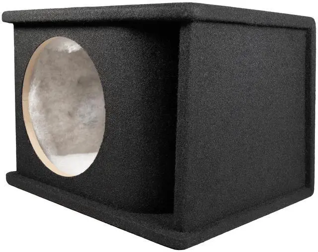 Main image of QPower 10 Inch Single Horn Ported Subwoofer Box Enclosure, 5/8" MDF Car Audio Speaker Box, 1.2 Cubic Feet Vented Design, Black Carpet Finish
