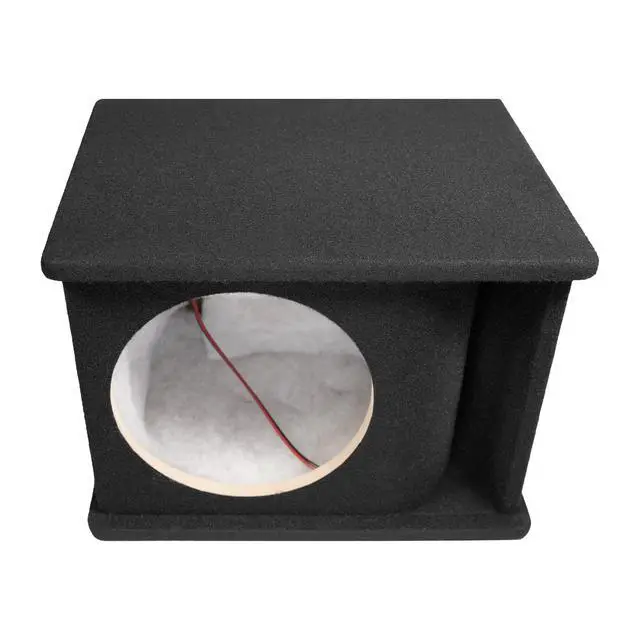 Alt view image 6 of 7 - QPower 10 Inch Single Horn Ported Subwoofer Box Enclosure, 5/8" MDF Car Audio Speaker Box, 1.2 Cubic Feet Vented Design, Black Carpet Finish