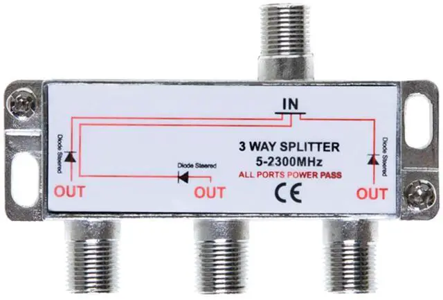 Main image of Pack of 3pc - 3 Way Bi-Directional 5-2300 MHz Indoor and Outdoor Waterproof Coaxial Antenna Splitter for RG6 RG59 Coax Cable Satellite HDTV (3 Ports)