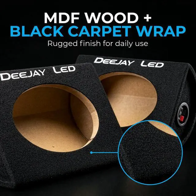 Alt view image 5 of 7 - 6x9 Speaker Box Enclosures (Pair), Curved Rear Design, MDF Wood with Heavy-Duty Black Carpet, Quick Release Terminals, Universal Fit for Trucks and SUVs