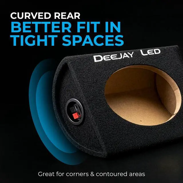 Alt view image 4 of 7 - 6x9 Speaker Box Enclosures (Pair), Curved Rear Design, MDF Wood with Heavy-Duty Black Carpet, Quick Release Terminals, Universal Fit for Trucks and SUVs