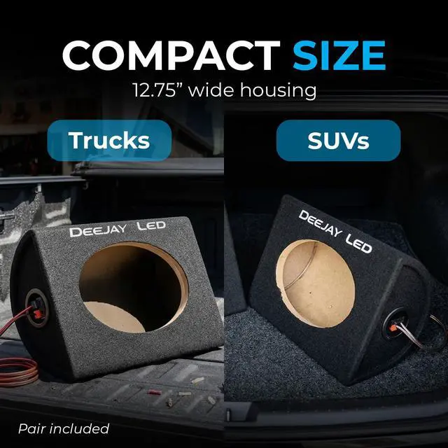 Alt view image 7 of 7 - 6x9 Speaker Box Enclosures (Pair), Curved Rear Design, MDF Wood with Heavy-Duty Black Carpet, Quick Release Terminals, Universal Fit for Trucks and SUVs