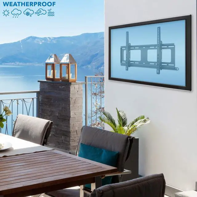 Alt view image 2 of 7 - Weatherproof TV Wall Mount | Lockable & Tilting 2.1" Low Profile Design Fits 37 38 42 50 55 58 60 65 70 75 80 Inch Televisions | VESA Compatible up to 600x400mm | 176 Pound Capacity