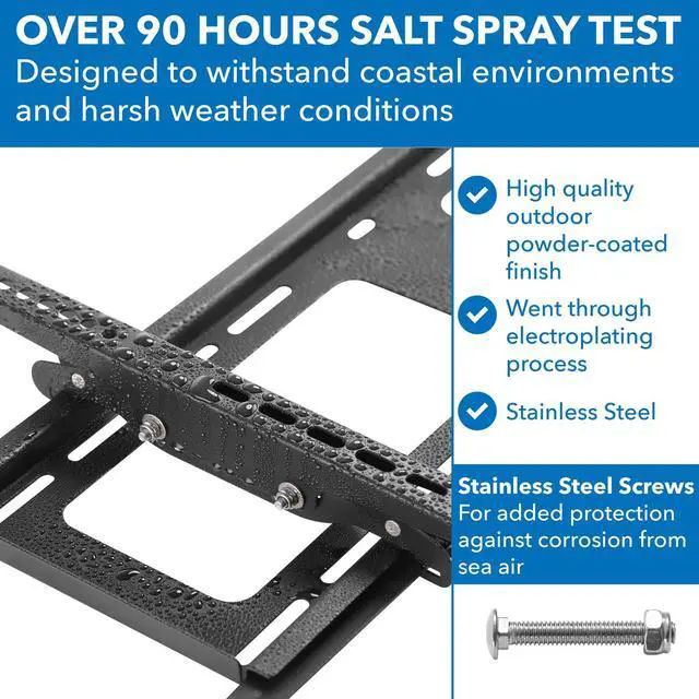 Alt view image 3 of 7 - Weatherproof TV Wall Mount | Lockable & Tilting 2.1" Low Profile Design Fits 37 38 42 50 55 58 60 65 70 75 80 Inch Televisions | VESA Compatible up to 600x400mm | 176 Pound Capacity