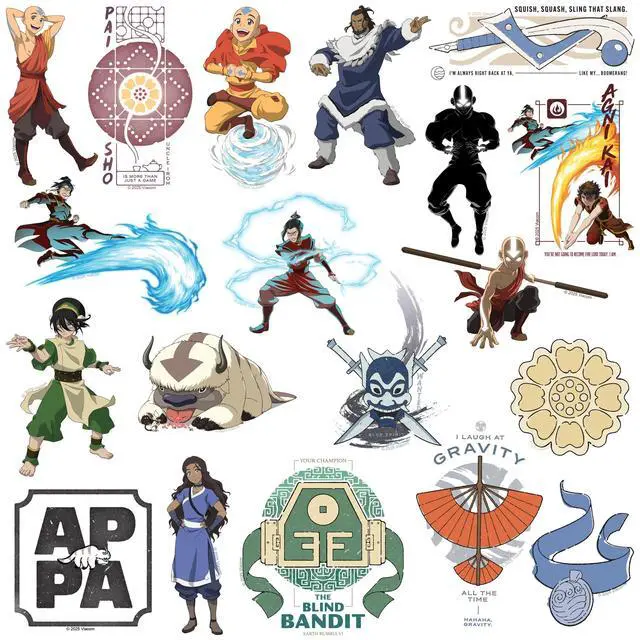 Alt view image 3 of 6 - Avatar: The Last Airbender Set 2 100 Vinyl Stickers Waterproof Die-Cut Car