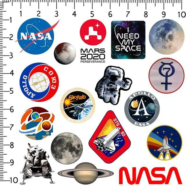 Alt view image 2 of 6 - NASA Missions 100 Vinyl Stickers Waterproof Die-Cut Decals Laptop Scrapbook