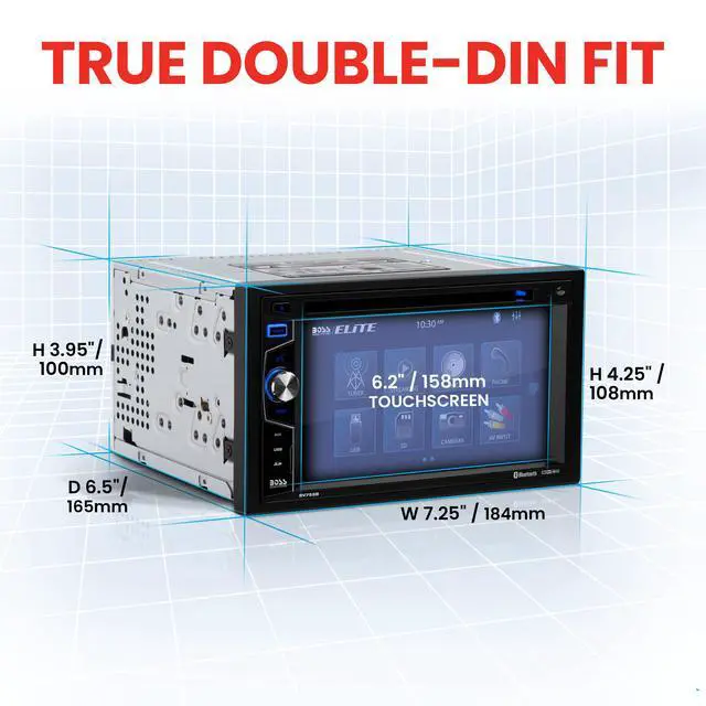 Alt view image 3 of 6 - Elite BV755B Car Stereo System - 6.2 Inch Double Din Touchscreen, Bluetooth Head Unit, AM/FM Radio Receiver, CD Player, USB, SD, Aux In, Hook Up To Amplifier