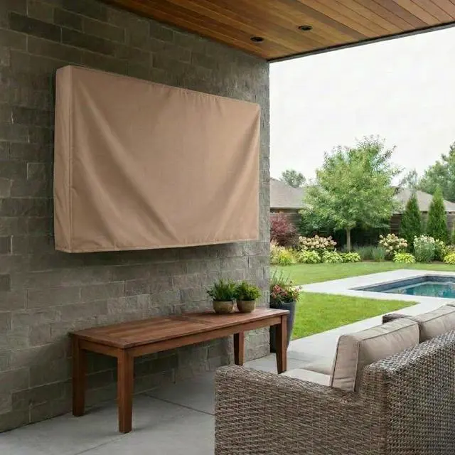 Alt view image 2 of 6 - Outdoor TV Cover Brown Universal Weatherproof Protector for 22-24 Inch TV - Fits Most Mounts & Brackets