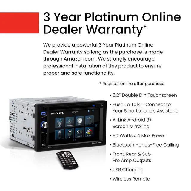 Alt view image 5 of 6 - Elite BV755B Car Stereo System - 6.2 Inch Double Din Touchscreen, Bluetooth Head Unit, AM/FM Radio Receiver, CD Player, USB, SD, Aux In, Hook Up To Amplifier