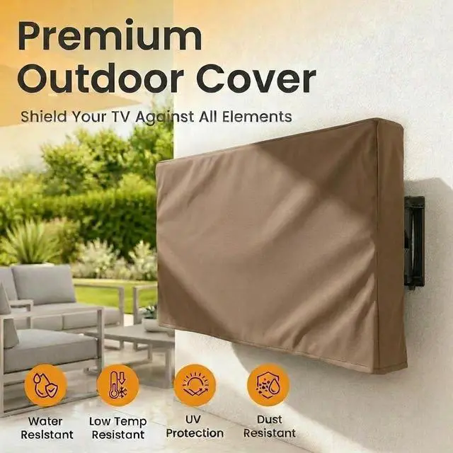 Alt view image 7 of 7 - Outdoor TV Cover, Brown Universal Weatherproof Protectorfor 36-38 Inch TV - Fits Most Mounts & Brackets